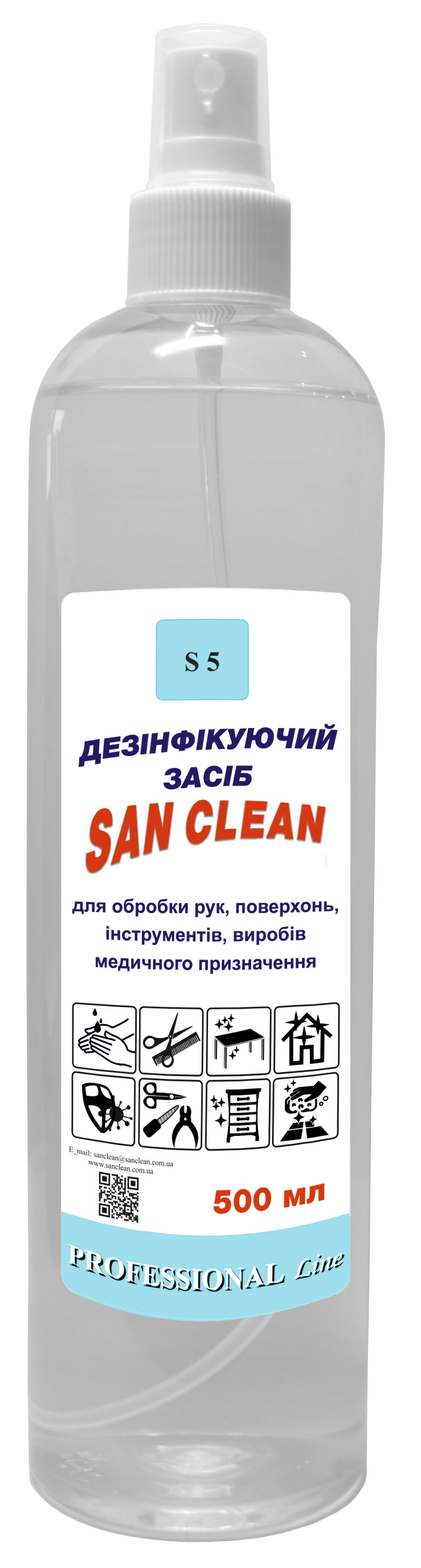 “SAN CLEAN” DISINFECTANT (for the treatment of hands, surfaces, tools, medical products)
