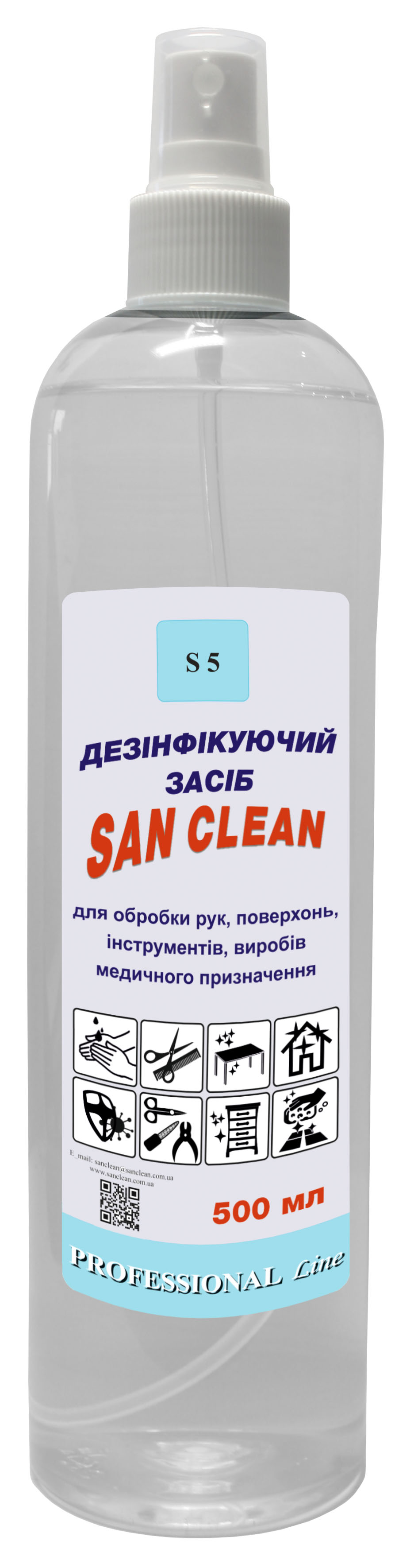 “SAN CLEAN” DISINFECTANT (for the treatment of hands, surfaces, tools, medical products)