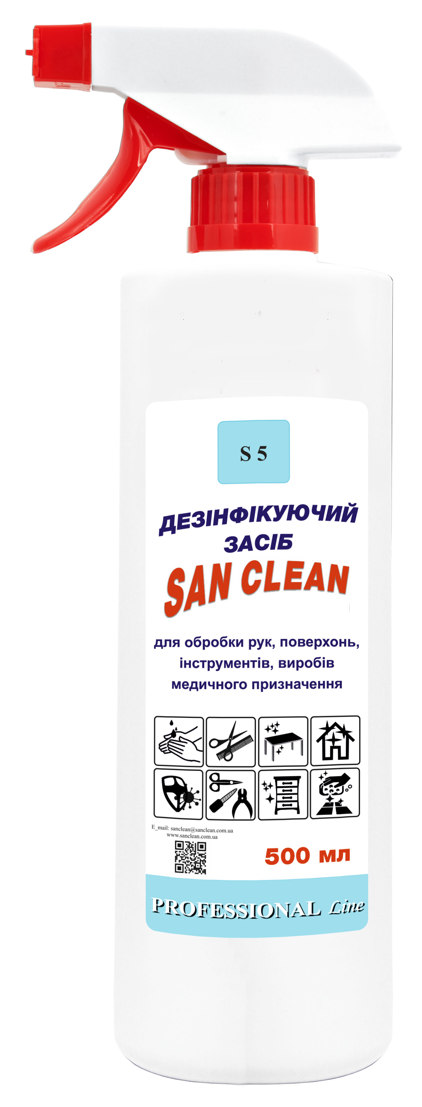 “SAN CLEAN” DISINFECTANT (for the treatment of hands, surfaces, tools, medical products)